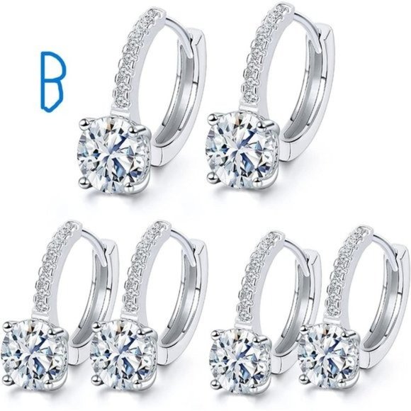 New 18K White Gold Plated Round Princess Cut Clear Cubic Zirconia Tear D… - Picture 1 of 11